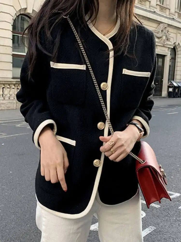 

Осенние модные женские куртки 2022 VONDA свободные короткие куртки на пуговицах с длинным рукавом Повседневные однотонные элегантные праздвеч...