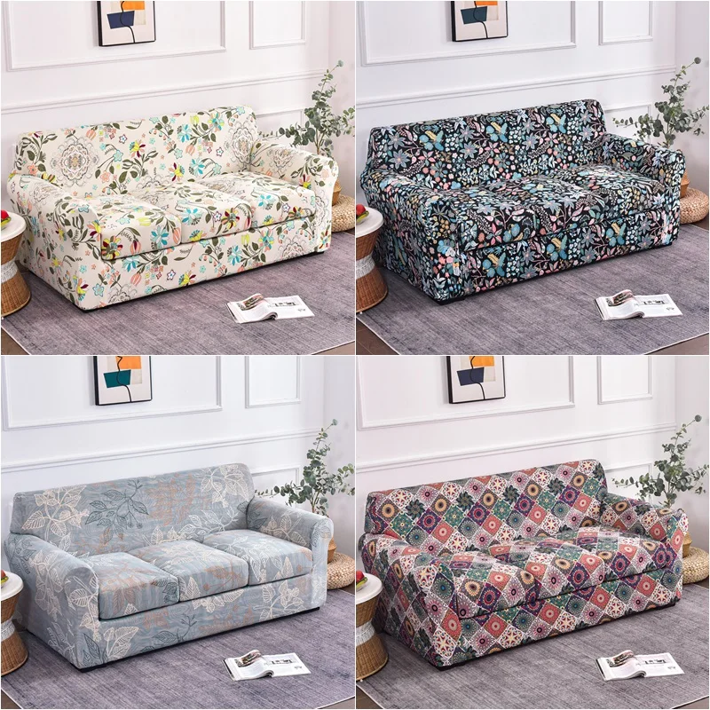 

1 2 3 Seater Bohemia Sofa Cover Stretch Spandex Sofa Slipcovers Non Slip Couch Covers for Living Room with Seat Cushion Cover