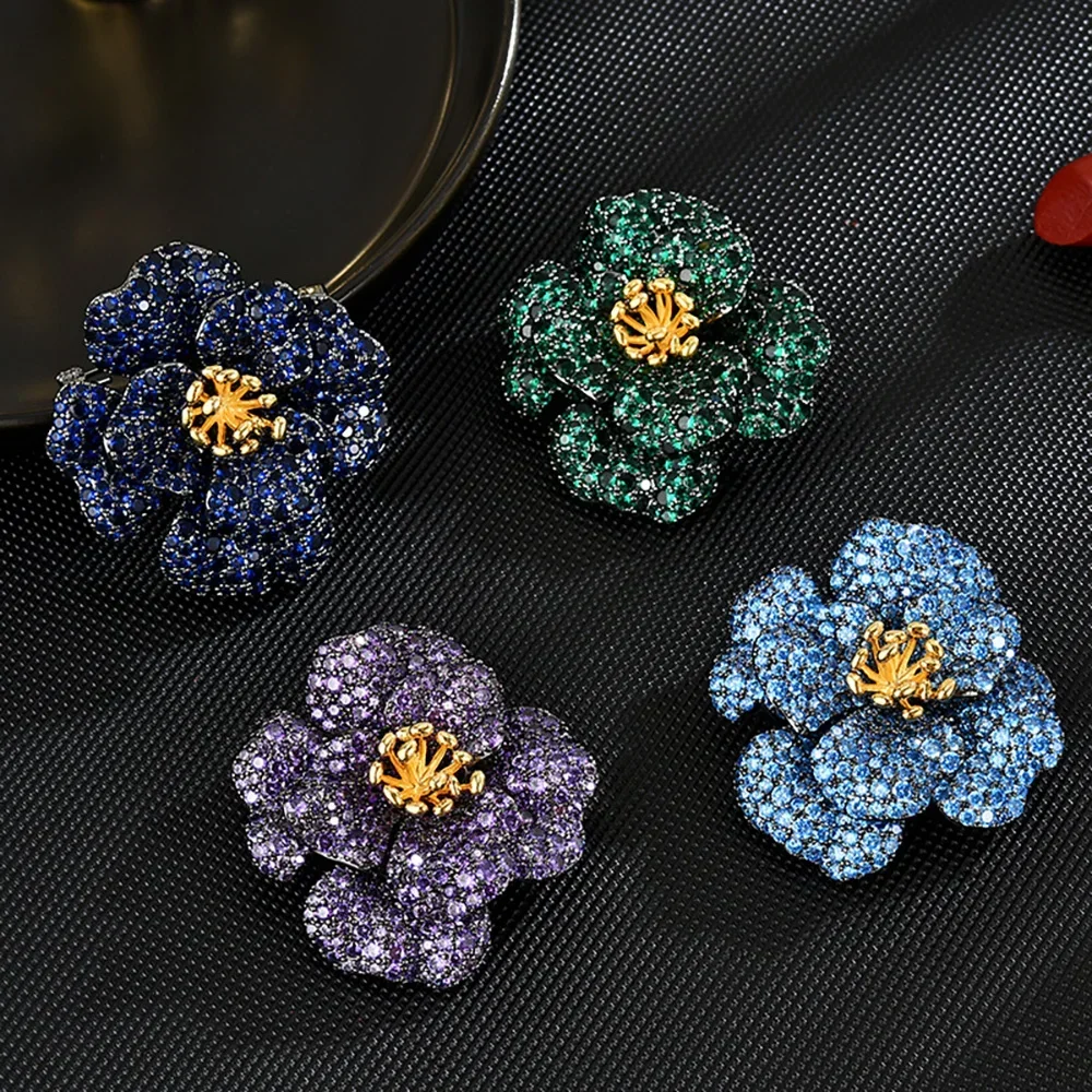 Женская Винтажная брошь в виде цветка с красным кристаллом