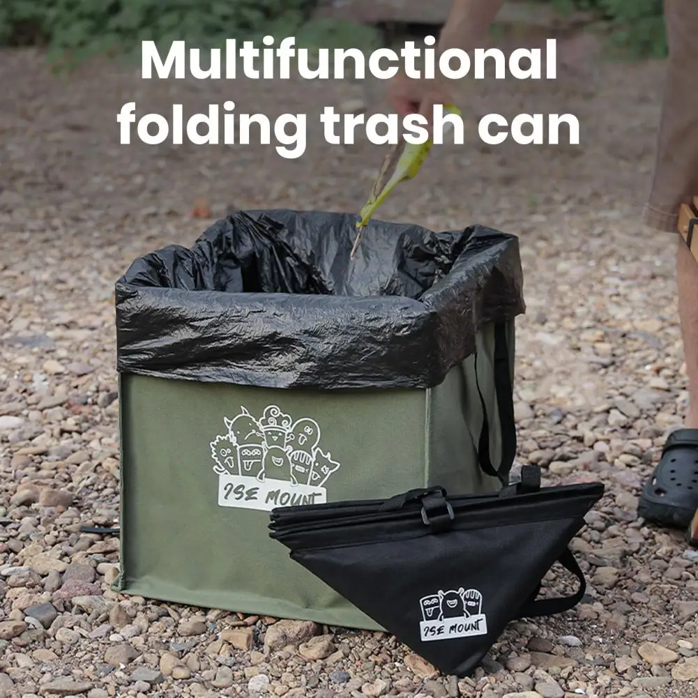 

Collapsible Trash Can with Reinforced Handle Large Capacity Waterproof Camping Waste Bin Lawn Debris Bag