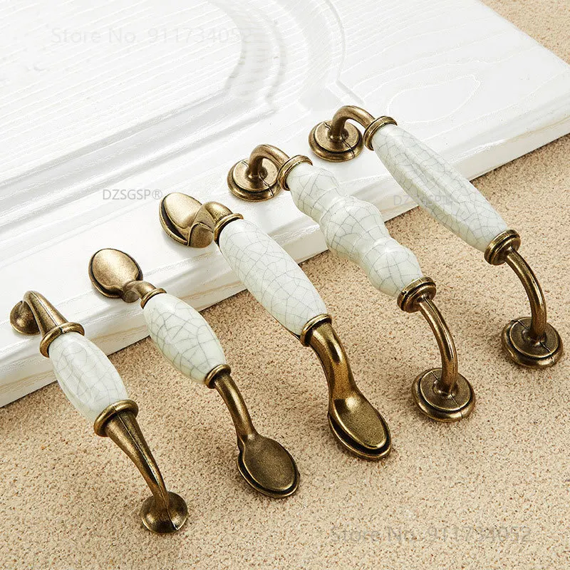 

Bronze Door Furniture Hardwares Zinc Alloy And Ceramic Retro Cupboard Drawer Handle European Fashion Cabinet Kitchen Pull