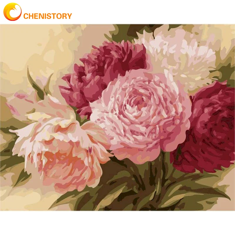 

CHENISTORY Flower Oil Painting By Number HandPainted Kits Drawing Canvas DIY Pictures Home Decoration Art Gift