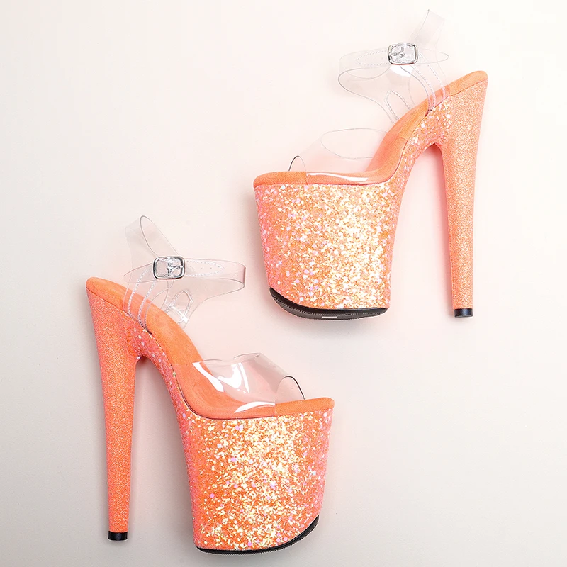 Leecabe 20cm/ 8inches   PVC upper  fashion sexy Glitter  platform high heel   sandals  pole dance shoes