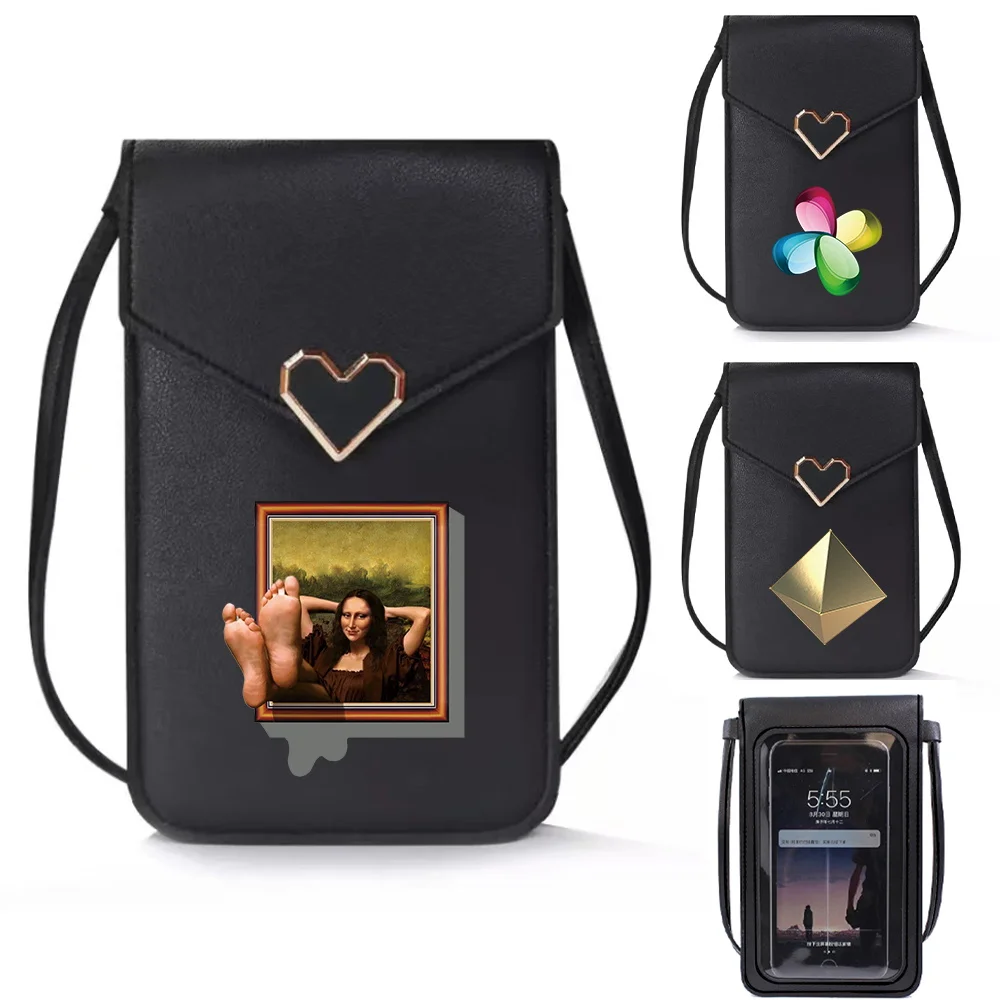 

Mobile Phone Bag Women Shoulder Crossbody Bags Wallets Card Holder 3D Pattern PU Leather Handbag Touch Screen Cell Phone Pack