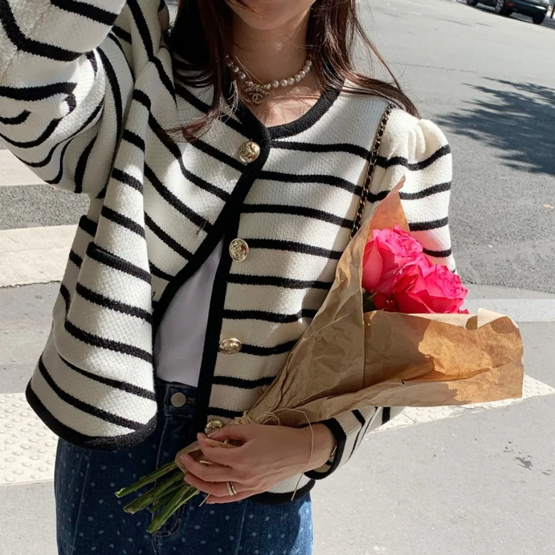 Южная Корея Шикарная осень Ретро Классическая однобортная трикотажная рубашка