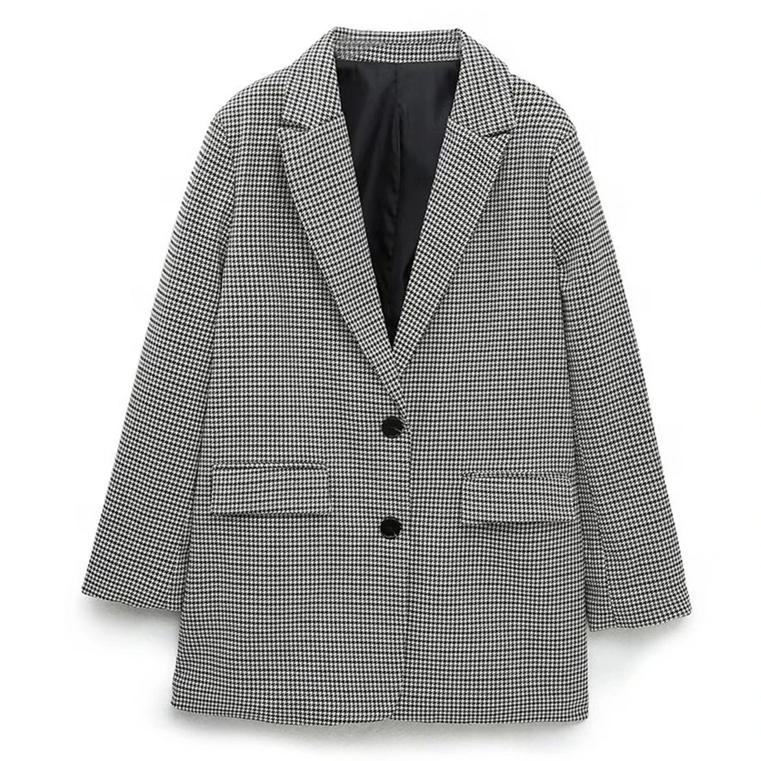 

Elmsk Vintage Casual Blazer Houndstooth Loose Jacket Women