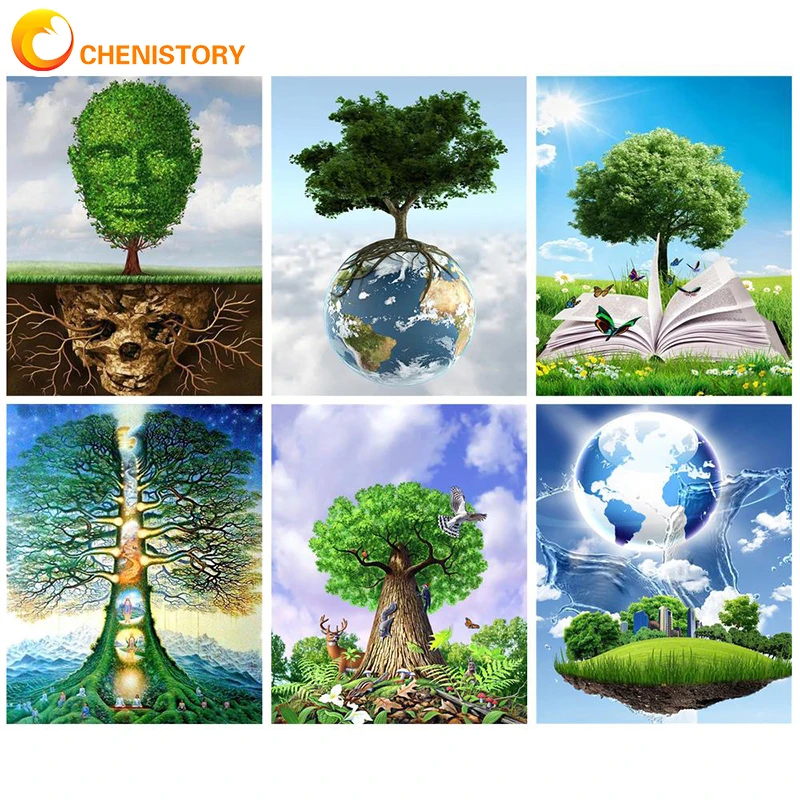 

CHENISTORY Abstract Tree DIY Paint By Numbers For Adults Kids HandPainted Oil Painting Scenery Kit Picture Home Wall Decor Gift