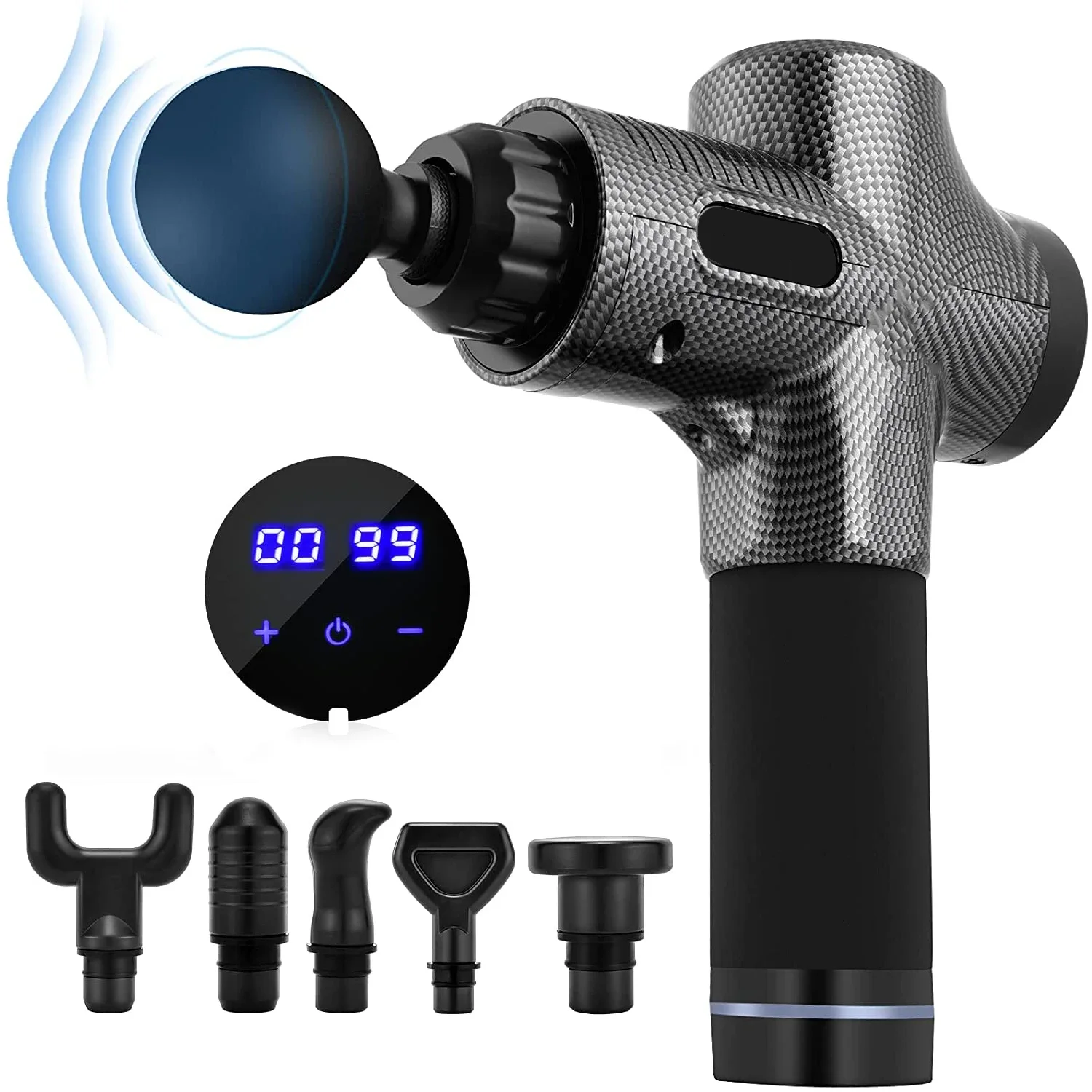 

Deep Tissue Massage Gun For Muscle Pain Relief LCD Display Adjustable Speeds