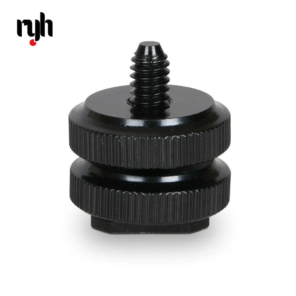 

1/4" 3/8 inch Dual Nuts Tripod Mount Screw Black To Flash Hot Shoe Adapter For Camera Studio Accessory