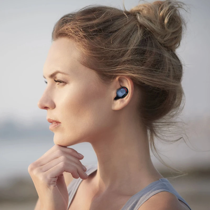 Беспроводные наушники Tws Bluetooth для спорта со стереозвуком, басами, защитой от воды и шумоподавлением для смартфона.