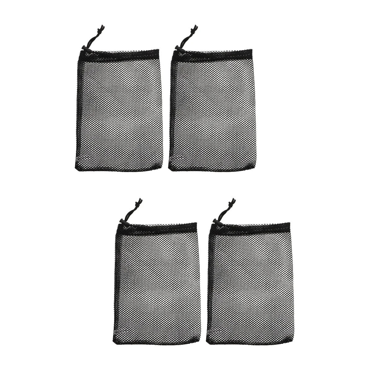 

4 Mesh Bag Large Capacity Balls Storage Container Drawstring Bags (Black)