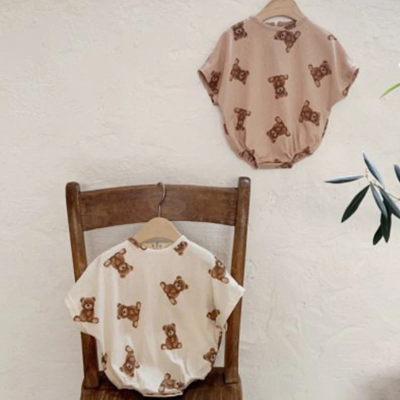 Freely Move  Newborn Infant Baby Girls Romper Short Sleeve Animal Printing Rompers Kids Onepiece Fashion Baby Clothing