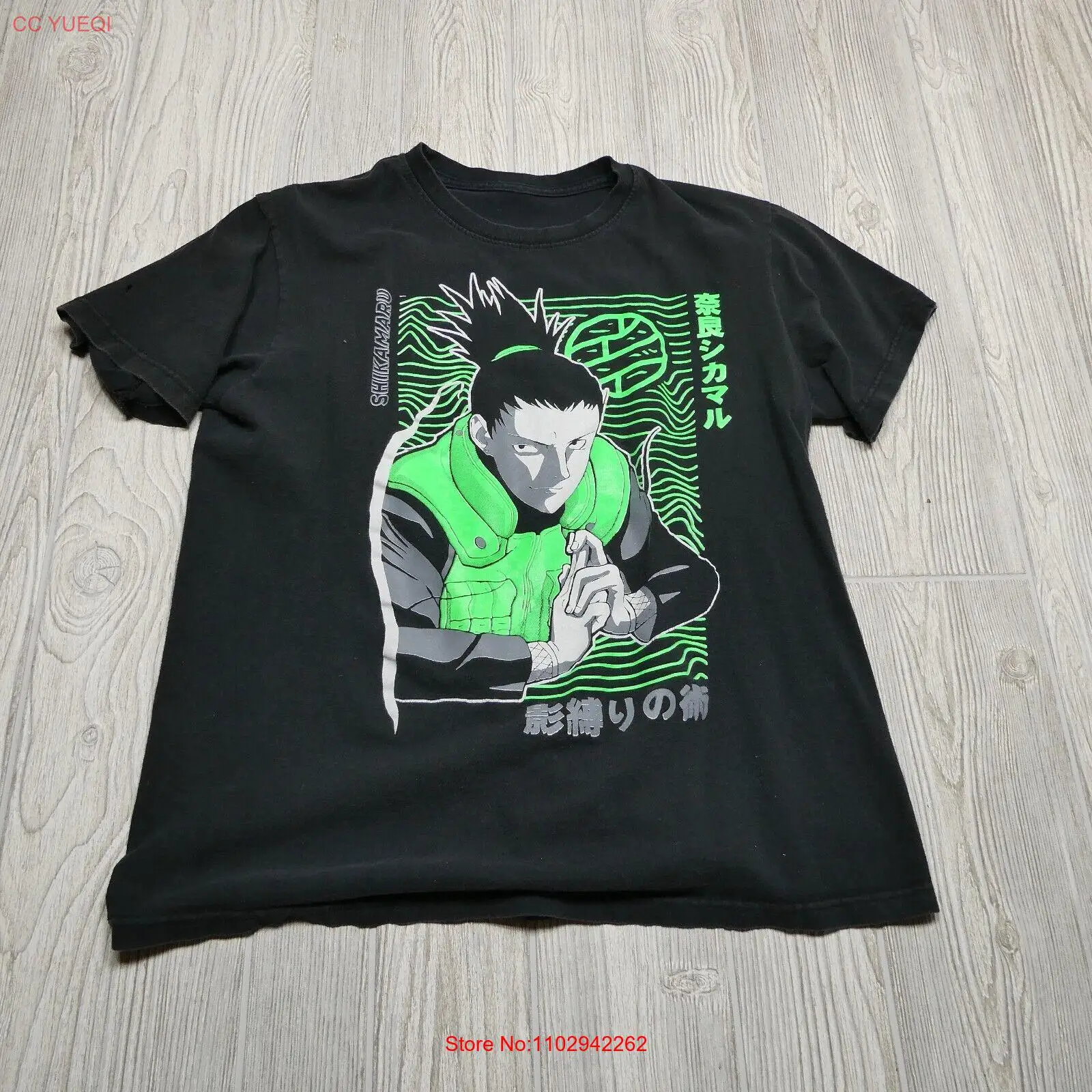 Рубашка с аниме Shikamaru Nara размер средней длины черная коротким рукавом
