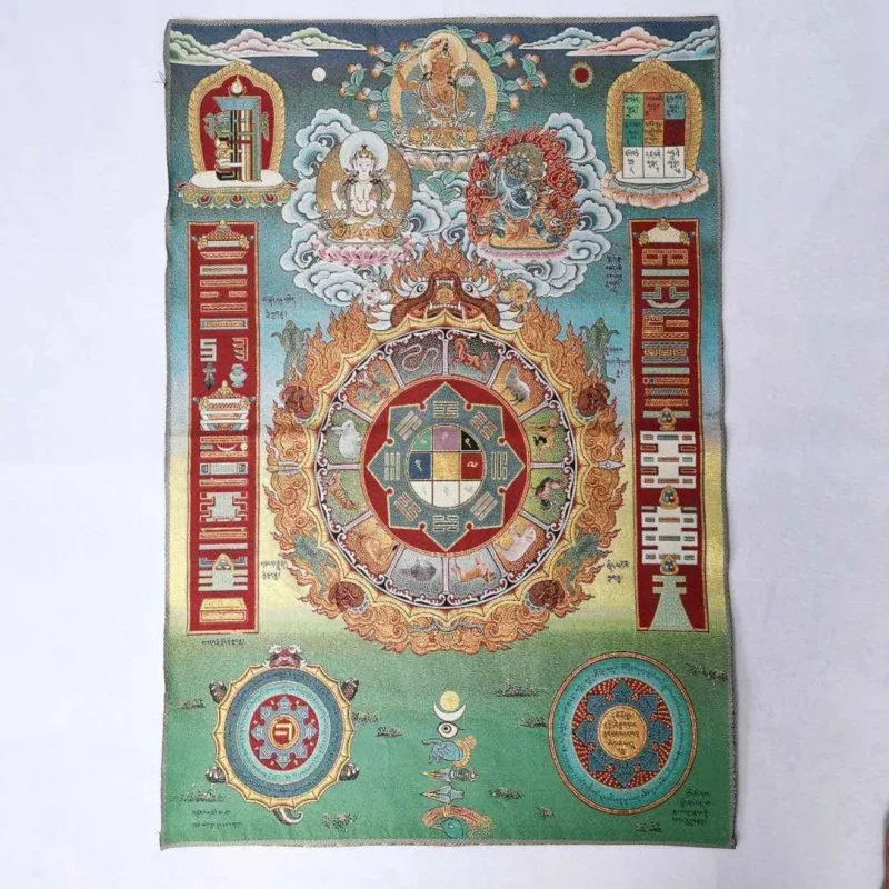 

36"; Tibetan Cloth Silk Mandala 9 Palace Eight Diagrams Tangka Thangka Mural