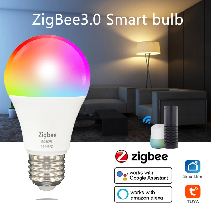 

1-10 Pieces Tuya Zigbee LED Lamp Bulb 9W/10W B22 RGBCW Dimmable Smart Home Light Bulbs With App Smart Life Alexa Google Home