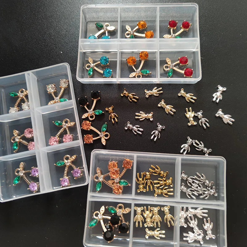 

Mixed Metal Bear Nail Art Charms,Heart Drop Rhinestones For Nails,Snake Nail Studs,Cherry Pendant Decor Nail Jewelry Accessorie