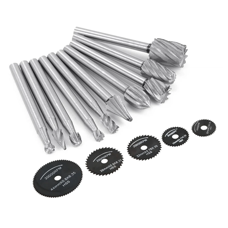 

HOT-10Pcs HSS 1/8 Inch (3Mm) Shank Woodworking Carving Tools & 6Pcs Metal HSS Circular Saw Blade Set Cutting Discs