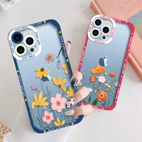 fashion colorful flowers clear case for iphone 11 13 pro max 12 x xs xr 7 8 plus se 2020 cute clear soft cover protection shell