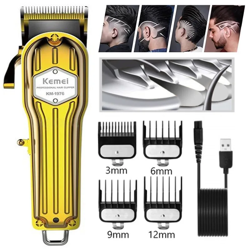

kemei 1976 corded crodless adjustable hair clipper beard finishing metal housing rechargeable hair trimmer electric hair cutting