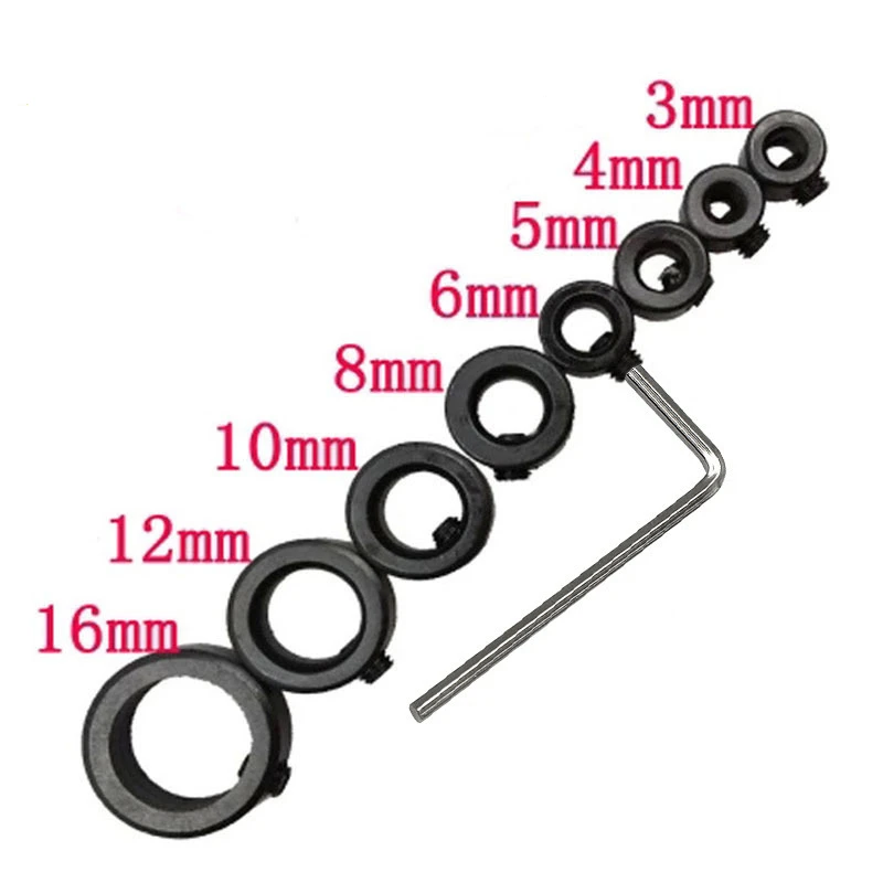 

3-16mm Woodworking Drill Bit Locator Depth Stop Ring Collar Locator Drill Bit Locator Wood Drill Bit with Hexagon Wrench