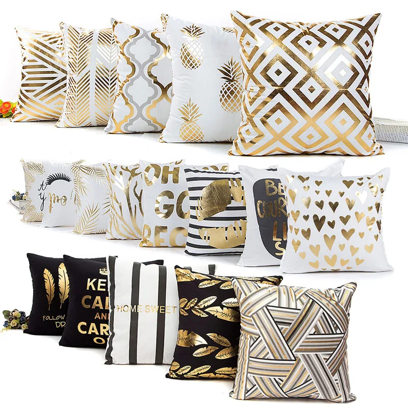 

Pillow Case Gold Bronzing Fashion Cotton Home Decoration Pillow Case Pineapple Bedroom Luxury Office Hot New 1PC Geometry