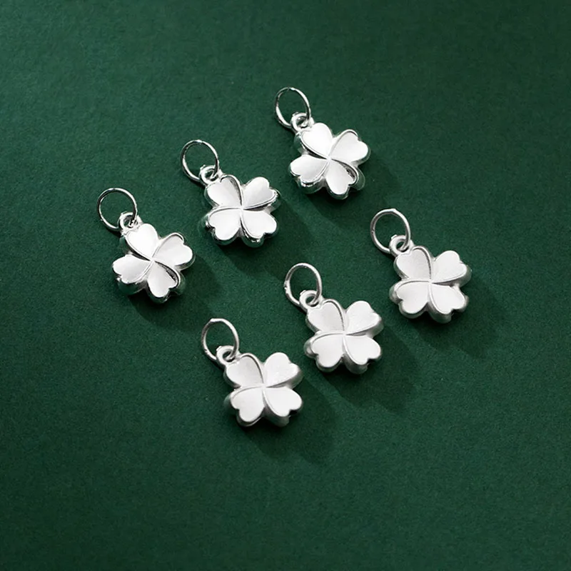 

1pc/Lot 925 Sterling Silver Matte/Shiny Clover Ring Charms 11.5x9.5mm Handmade Lucky Pendants Unisex DIY Jewelry Findings