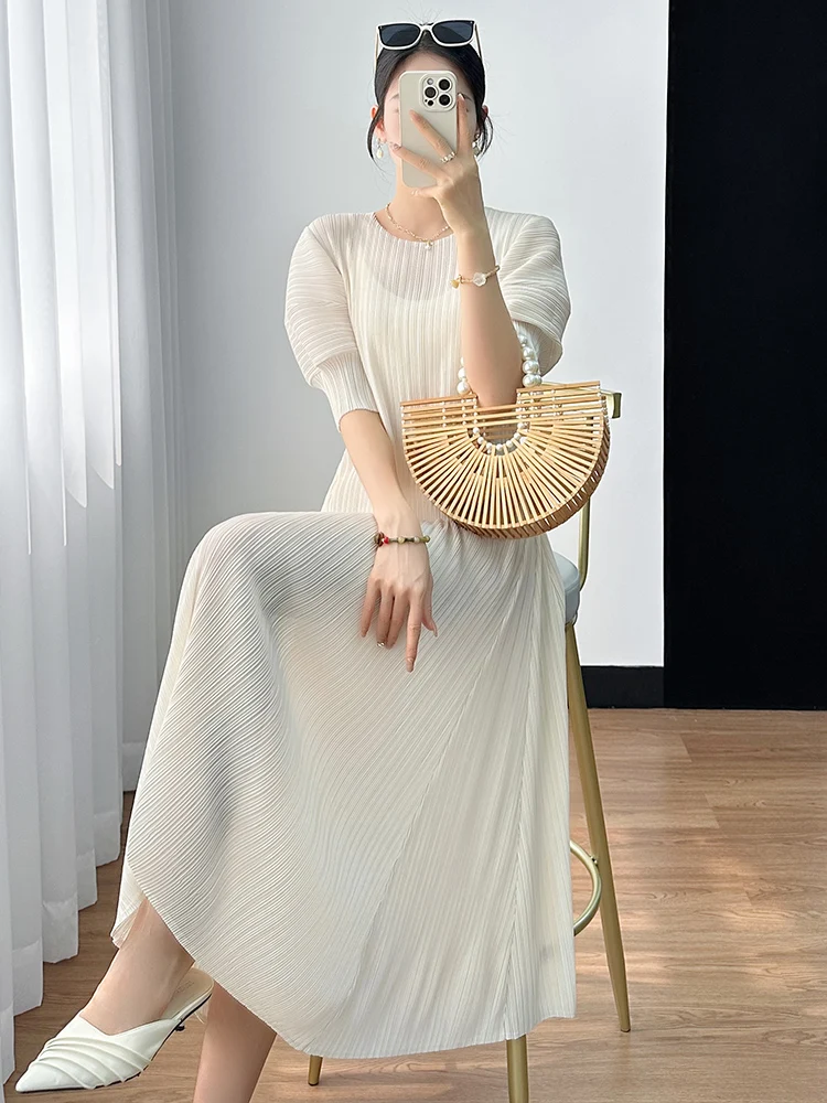 Sanzhai 2024 летнее платье с высокой талией женское дизайнерское короткими рукавами и