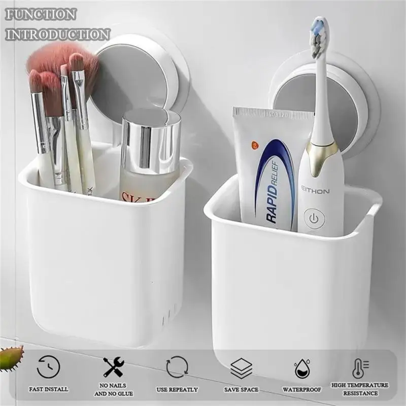 

Portable Facial Cleanser Rack Organizer Vacuum-adsorbed Drill-free Toothbrush Holder Abs Wall Mounted Bathroom Storage Shelf