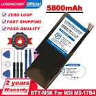 LOSONCOER 5800mAh BTY-M6K Аккумулятор для MSI MS-17B4 MS-16K3 GF63 тонкий 8RD 8RD-031TH 8RC GF75 тонкий 3RD 8RC 9SC аккумулятор