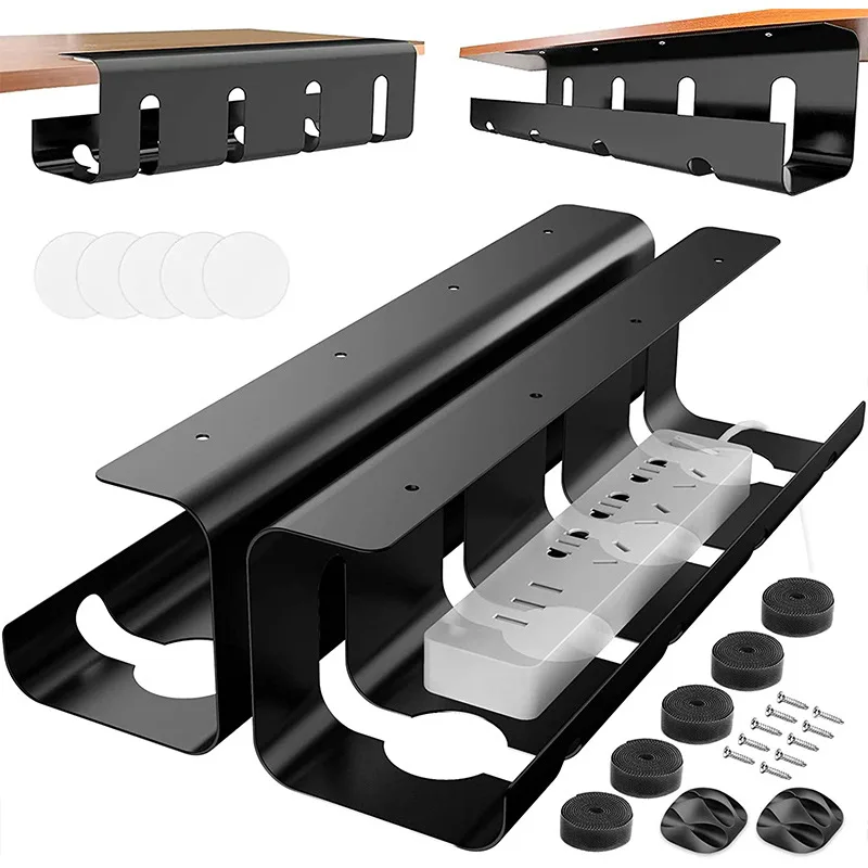 

Screws Desk Cable Office Organizer Cord Keep Strip Tidy Power Iron Wire Under Management Raceway Home Tray With Storage