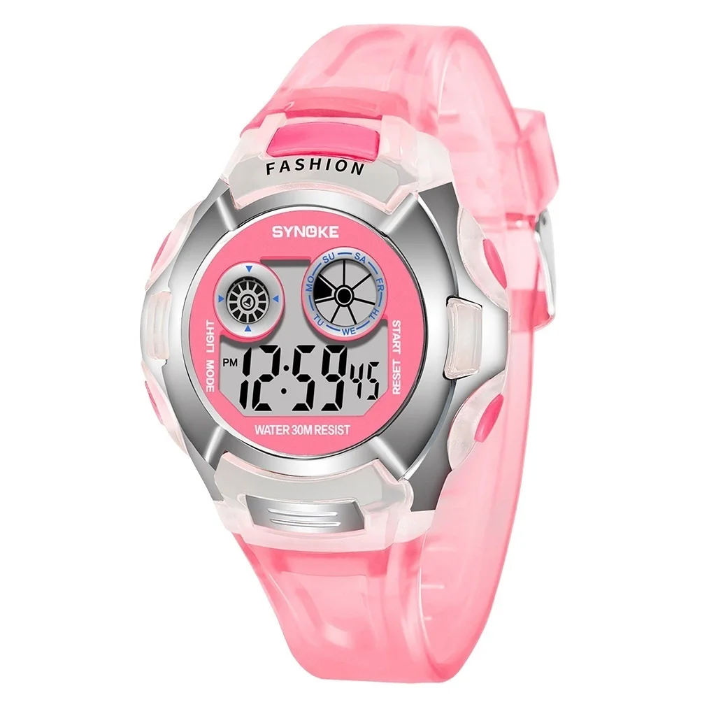 

FOR Synoke Transparent Color Fashion Electronic Watch Alarm Clock Seven-color Luminous Multifunctional Sports Children's Watch