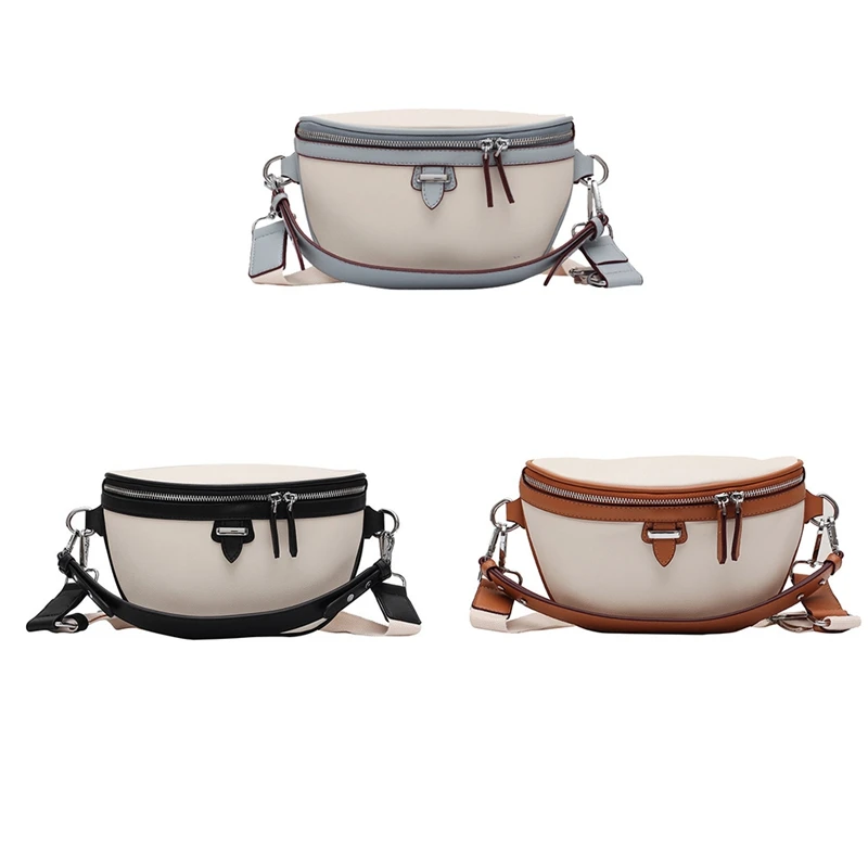 

1Pcs PU Leather Waist Bags For Women Zipper Shoulder Messenger Bag Lady Chest Crossbody Women Handbags