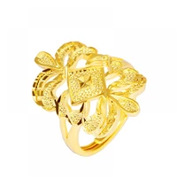hoyon genuine 18k gold color fade free gold flower shape gold ring ladies opening adjustable gold color ring girlfriend gift