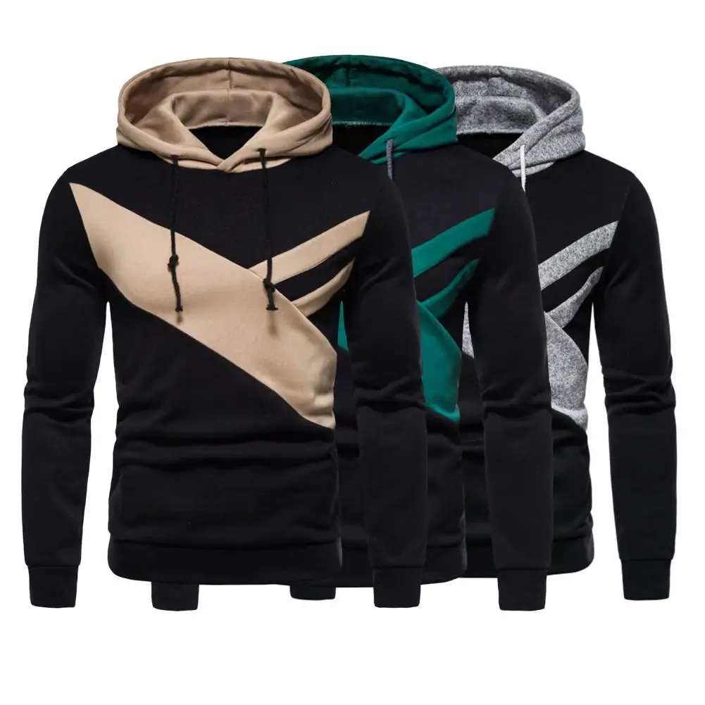 

Men Hoodie Sweatshirt Contrast Colors Hat Young Wear Resistant Spring Hoodie for Daily Wear Male Clothing