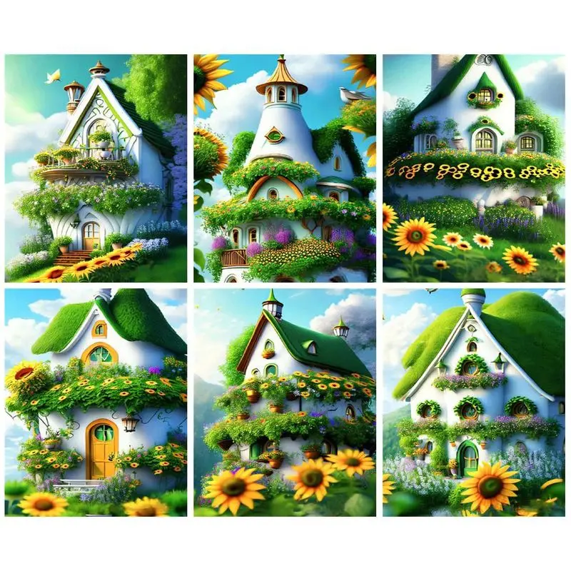 

GATYZTORY Frame Painting By Numbers 40x50cm Kits Picture With Numbers Flower House Drawing On Numbers For Adults Kill Time Diy G