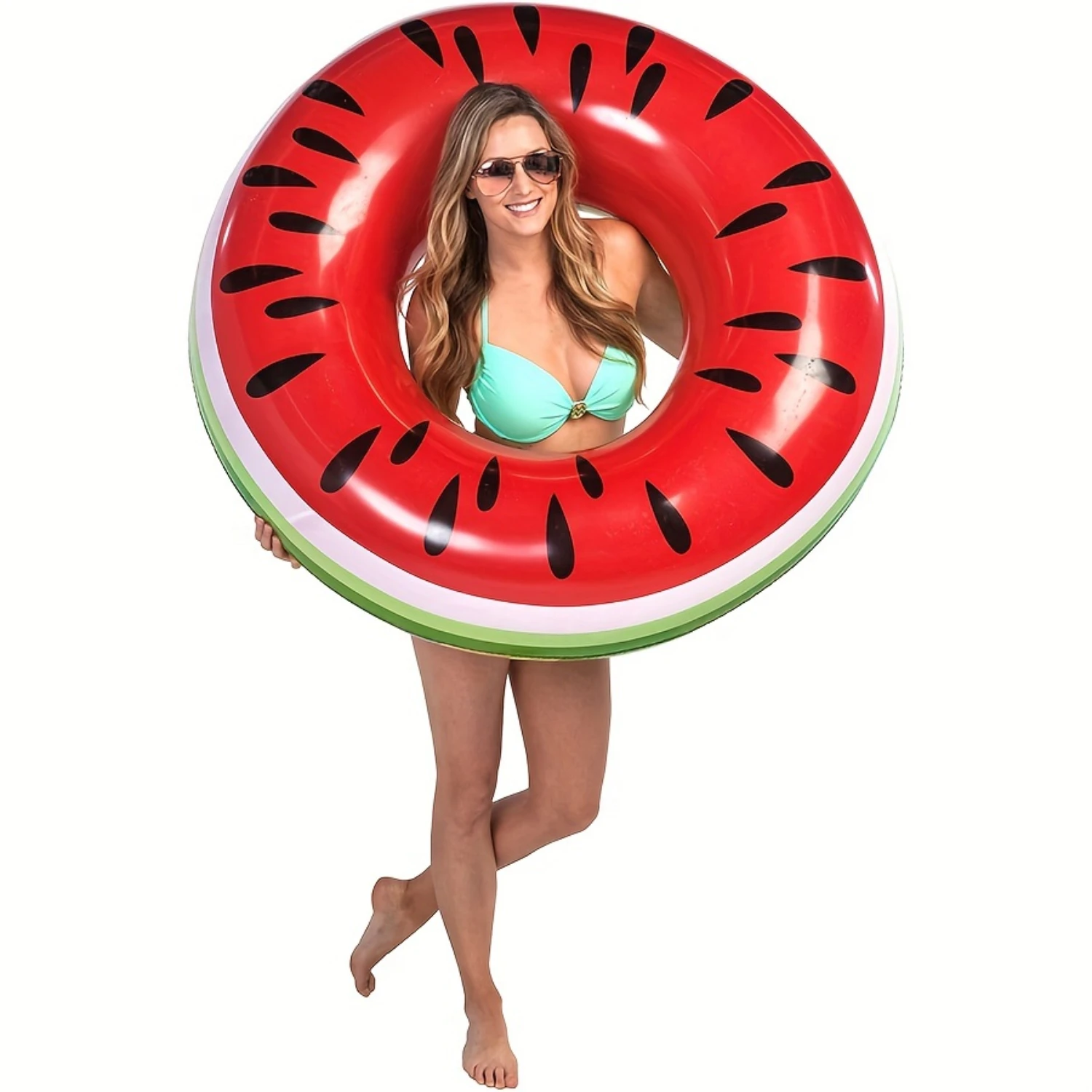 Фото Giant 4ft Inflatable Watermelon Pool Loop Float - Fun Summer Swim Ring - Summer Leisure Raft №3