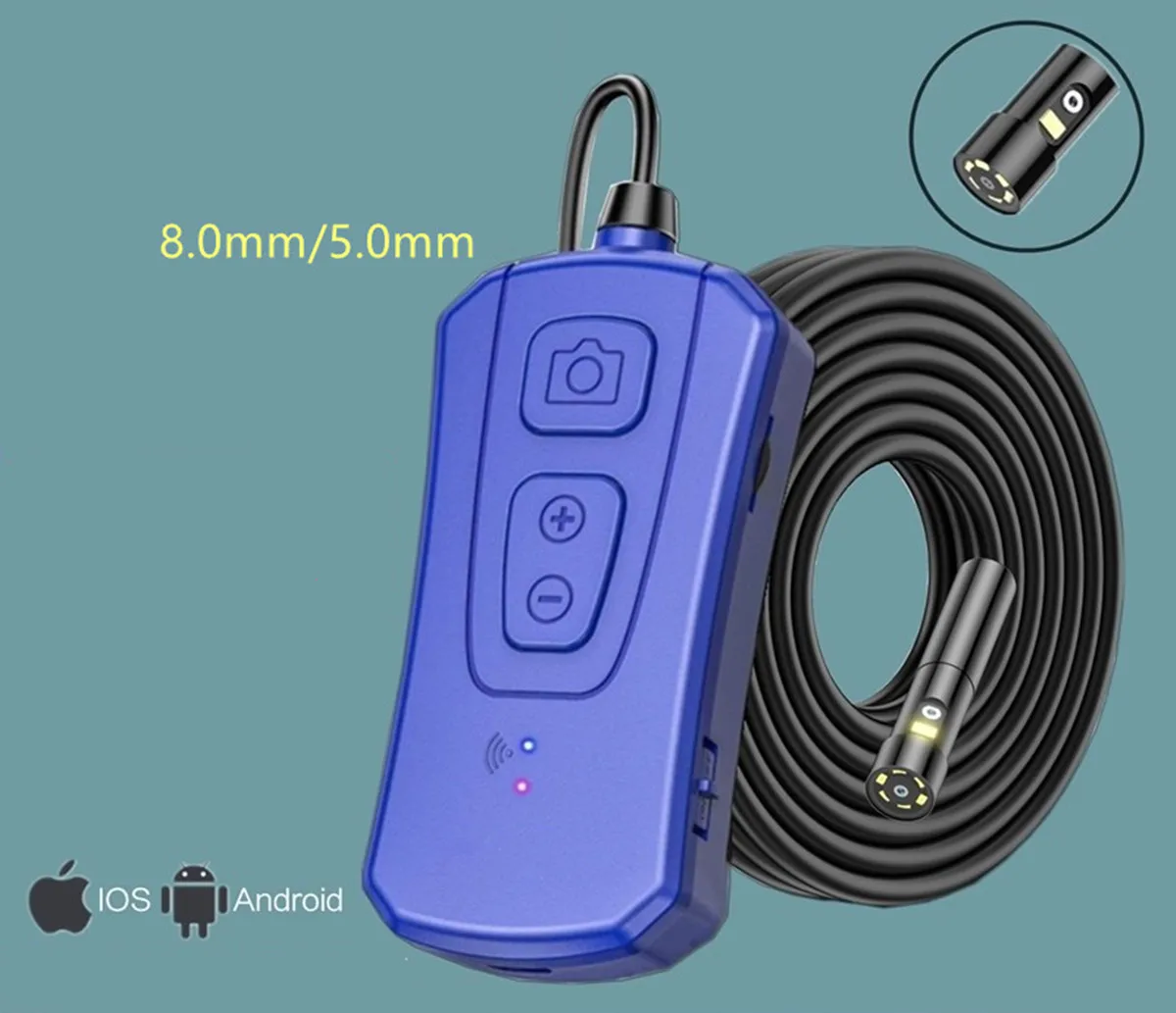5 мм 2 МП 1080P 3-кратный зум WIFI эндоскопическая камера с двумя объективами