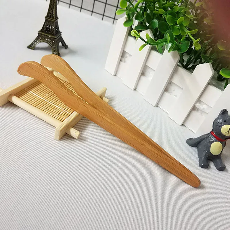 

1Pc Natural Bamboo Healthy Wooden Toaster Bagel Bacon Sugar Ice Tea Tongs