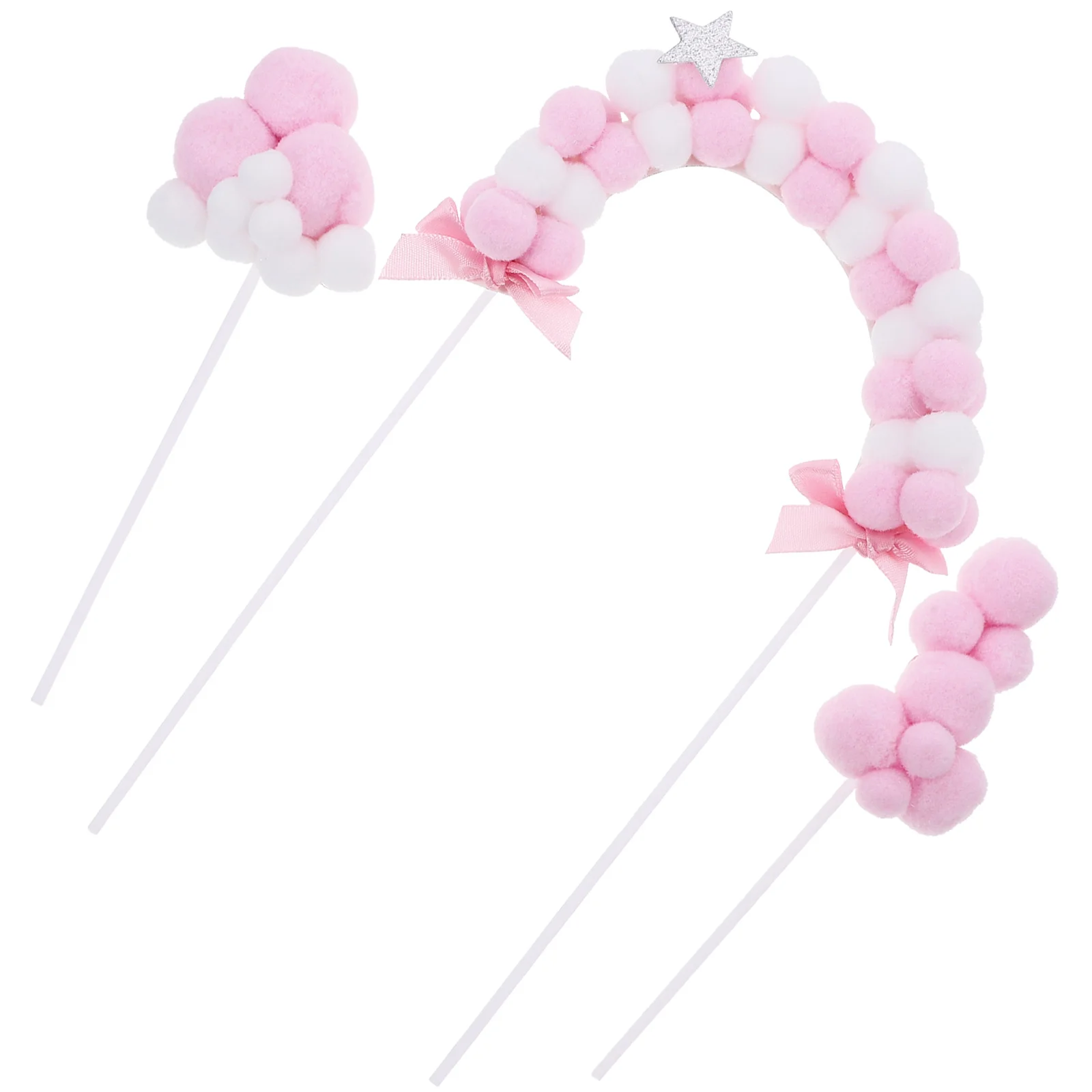 

21 Pcs Fluffy Balls Cupcake Toppers Decor Pompom Picks Ornaments Lovely Decorations Happy Birthday Cakes