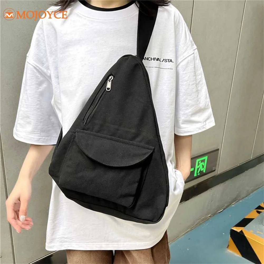 

Fashion Canvas Chest Bag Women Versatile Solid Color Hobos Purses For Girls Large Capacity Crossbody Bags Casual Sport Waist Bag