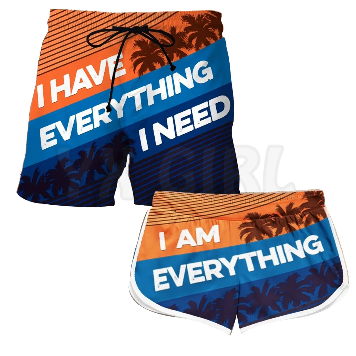 everythin  3D All Over Printed Couple Matching Men's Women's Shorts Quick Drying Beach Shorts Summer Beach Swim Trunks