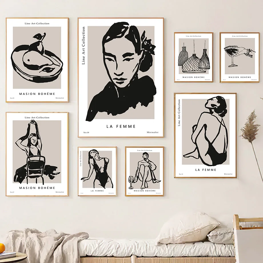 

Nordic Posters Abstract Female Lines Ballerina Music Model Matisse Wall Art Canvas Painting Prints Pictures Dressing Room Decor