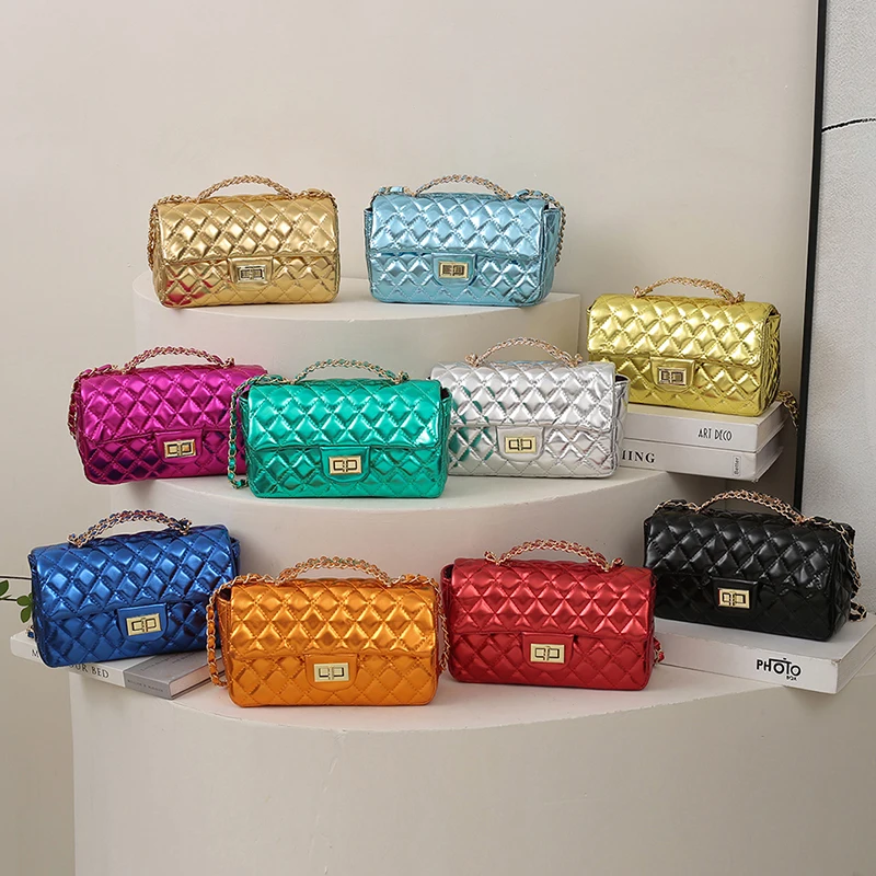 

Модная решетчатая сумка топового бренда, женская сумка через плечо с откидной крышкой, роскошная сумка-тоут с металлическими ручками, яркая...