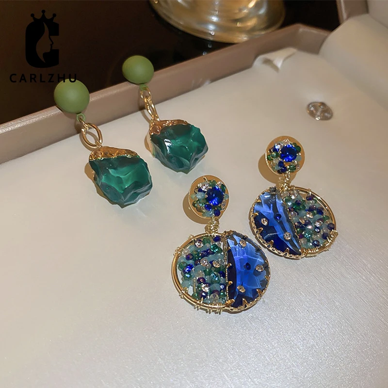 

High Quality Irregular Crystal Rhinestone Geometric Dangle Earrings for Women Fashion Wedding Jewelry Broncos 2022