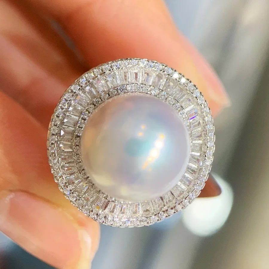 Кольца из серебра 925 пробы с искусственным кристаллом 14 мм