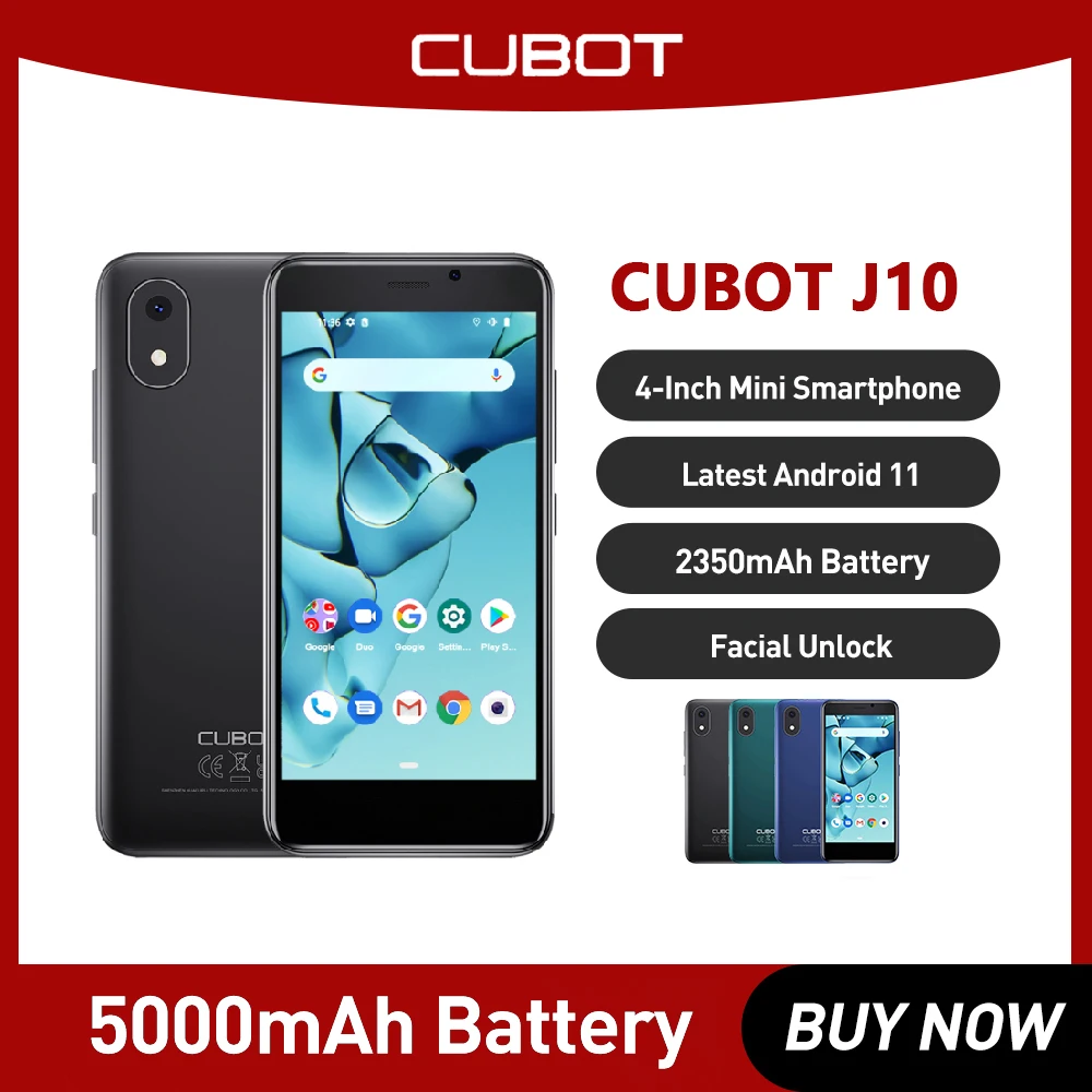 Cubot J10 3G Smartphone Android 11 4-Inch Screen MINI Mobile Phones 32GB ROM Dual SIM  Face ID 2350mAh 5MP Celular Smart Phone