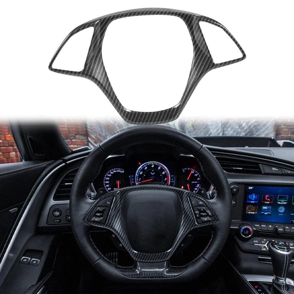 

TENG MILE Car Accessories ABS Carbon Steering Wheel Center Decor Cover for for Chevrolet Corvette C7 2014-2019