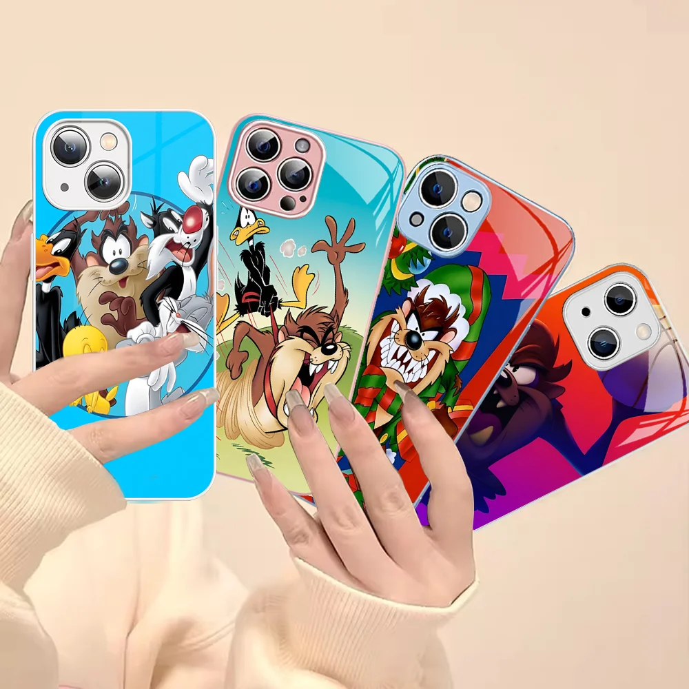 Cartoon T-Taz-Manias T-Tasmanians Phone Case Tempered Glass For Iphone 14 13 12 11 Pro Mini XS MAX 14Plus X XR Fundas