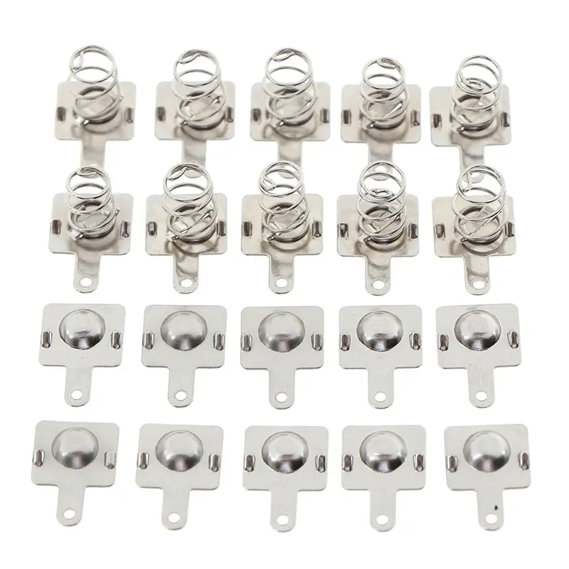 

10 Pairs Replacement Metal Batteries Spring Contact Plate Silver For AA AAA Batteries