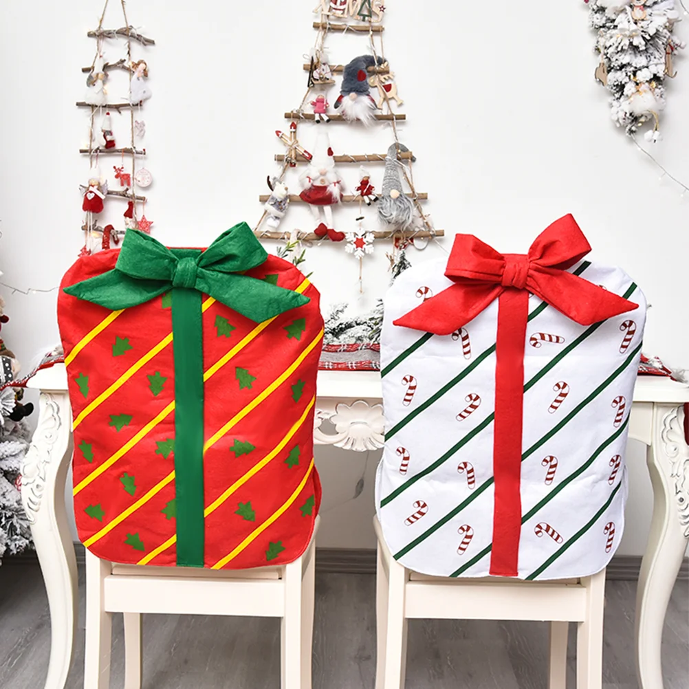 

2pcs Chair Cover Chair Back Cover Xmas Chair Back Cover for Home Restaurant